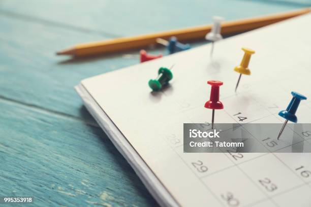 Close Up Of Calendar On The Table Planning For Business Meeting Or Travel Planning Concept Stock Photo - Download Image Now