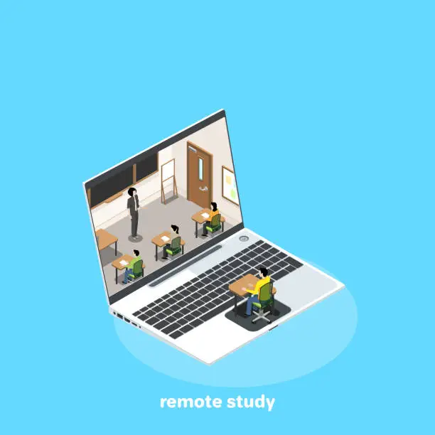 Vector illustration of remote study