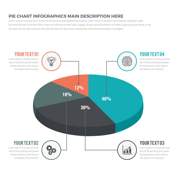 изометрическая 3d инфографика piechart - круговая диаграмма stock illustrations