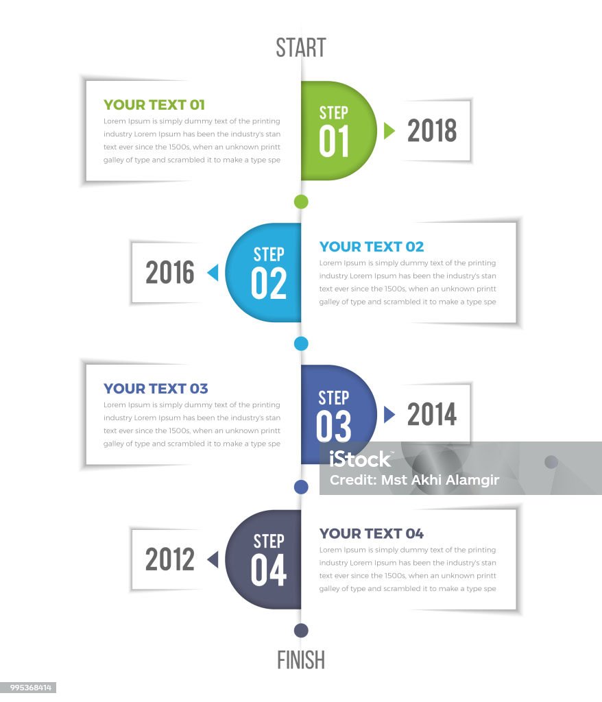 Infografía de línea de tiempo Vertical moderno - arte vectorial de Infografía libre de derechos