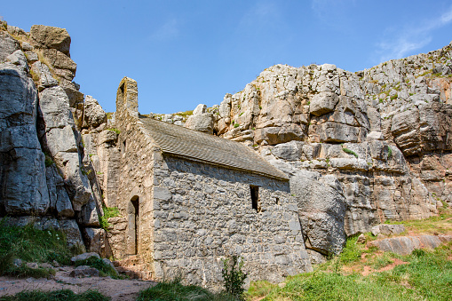 Chapel at St Govans Head on the Pembrokeshire Coast, Wales, UK