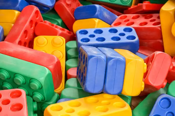 colorful building blocks in selective focus