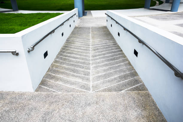 istock Ramp for wheelchair at the building background 995397790
