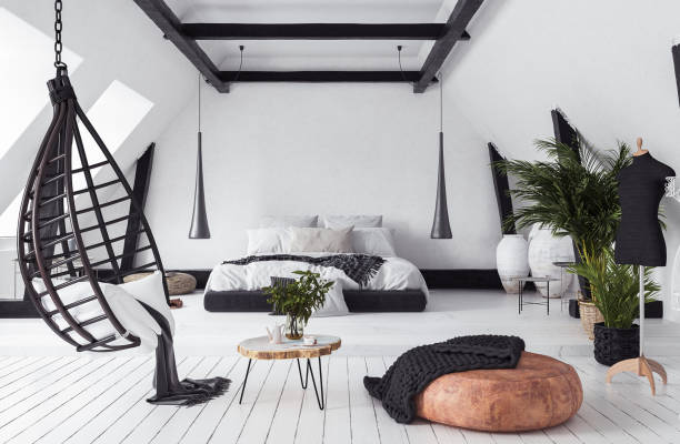 istock Modern open-plan apartment in attic, loft style 995403360