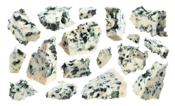 Danish blue cheese isolated on white background with clipping path Danish blue cheese isolated on white background with clipping path. Collection roquefort cheese stock pictures, royalty-free photos & images