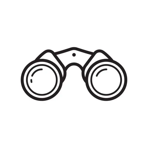 Vector illustration of Line Binoculars Isometric Icon