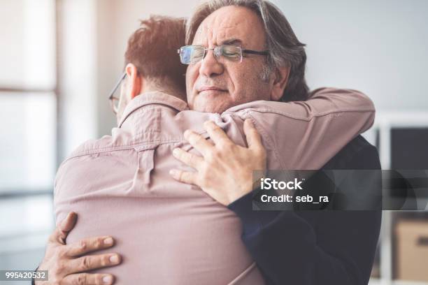 Son Hugs His Own Father Stock Photo - Download Image Now - Embracing, Father, Family