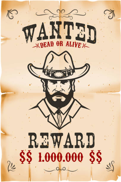Vintage wanted poster template with old paper texture background. Wild west theme. Vintage wanted poster template with old paper texture background. Wild west theme. Vector illustration theme wild wild west stock illustrations