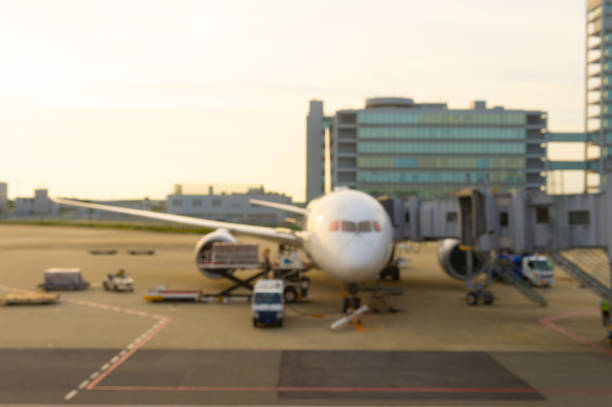 Abstract blur airplane in the airport