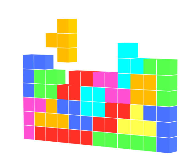 colorful puzzle cubes - video game - geometric 3D shapes illustration - think creative game
