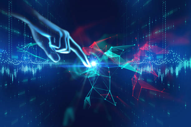 istock 3d illustration of hand touch gesture on futuristic technology element 995439976