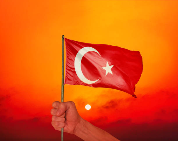 istock Man holding Turkish flag, Turkey 995444092