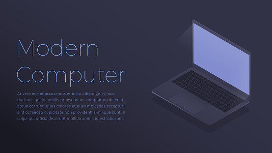 Modern Computer Template Laptop Computer Device Modern Web Template Of Isometric Laptop Computer ...