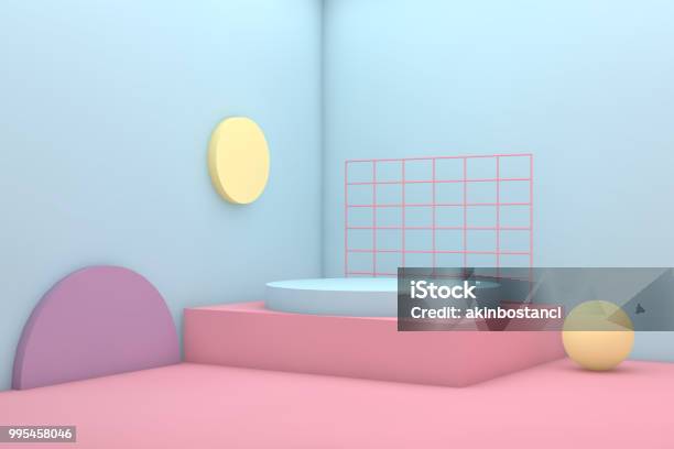 3d Geometric Shapes Abstract Minimal Background Stock Photo - Download Image Now - Three Dimensional, Backgrounds, Domestic Room