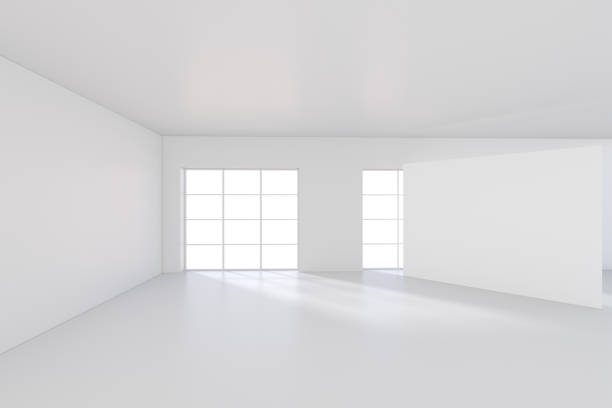istock Large white billboard standing near a window in a white room. 3D rendering 995460162
