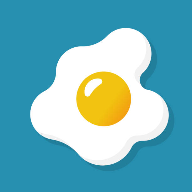 Fried egg isolated on background Fried egg isolated on background. Vector illustration flat style design. Omelette on breakfast, scrambled eggs. omelette on the plate stock illustrations