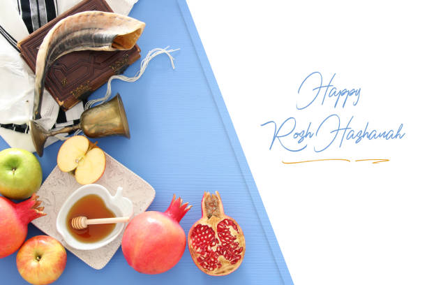 Rosh hashanah (jewish New Year holiday) concept. Traditional symbols. Rosh hashanah (jewish New Year holiday) concept. Traditional symbols jewish new year stock pictures, royalty-free photos & images