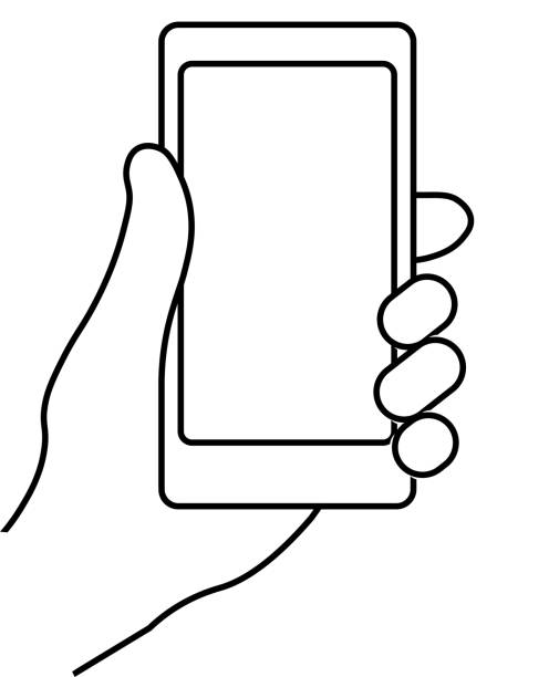 мобильный телефон в руке - electronic organizer personal data assistant sign cartoon stock illustrations