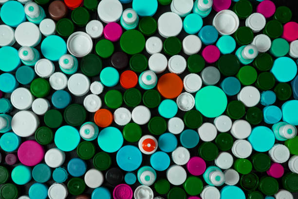 istock Collection of various colorful plastic screw caps 995486352