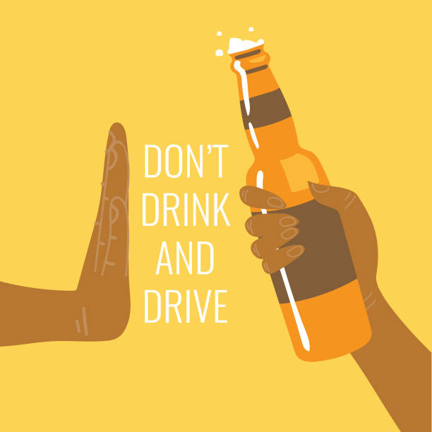 Don't drink and drive! Be a responsible driver. Flat vector illustration. Don't drink and drive! Be a responsible driver. Flat vector illustration. sobriety stock illustrations