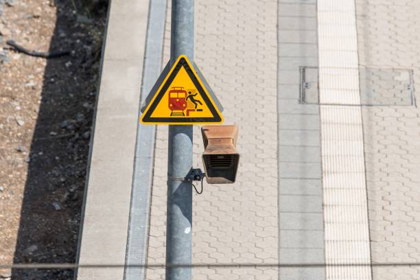 istock Traffic signs on the railway track: Risk of falling 995521798