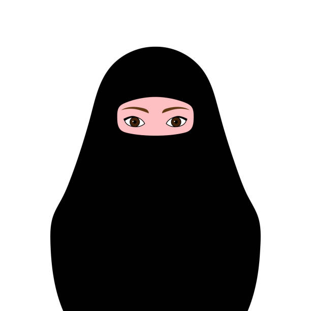 European Woman In Black Hijab Vector Illustration Stock Illustration -  Download Image Now - Burka, Adult, Arab Culture - iStock