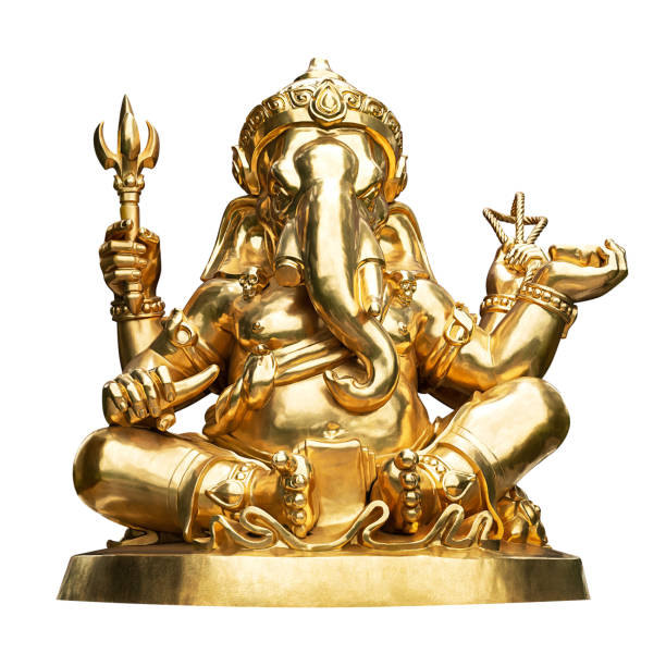 Ganesha statue isolated Golden Ganesha statue isolated on white background with clipping path ganesha god thailand india stock pictures, royalty-free photos & images