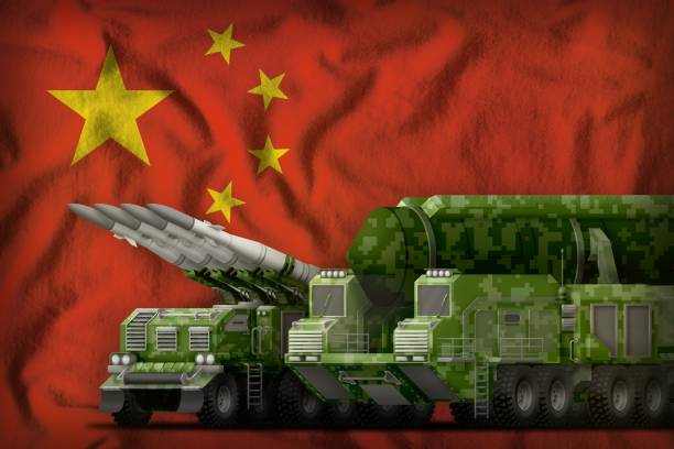 istock China rocket troops concept on the national flag background. 3d Illustration 995555714