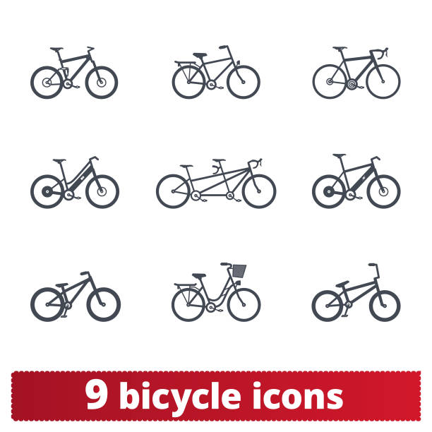 자전거 아이콘입니다. 자세한 자전거 표지판의 벡터 집합 - bmx cycling xtreme mountain bike sport stock illustrations