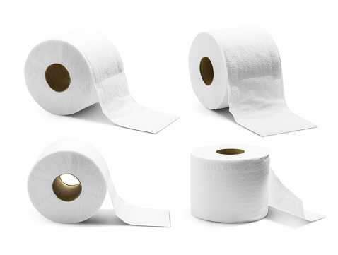 Roll of toilet paper isolated on white background with clipping path