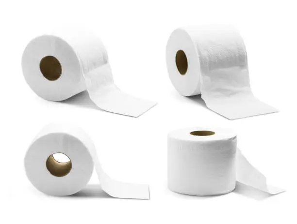 Roll of toilet paper isolated on white background with clipping path