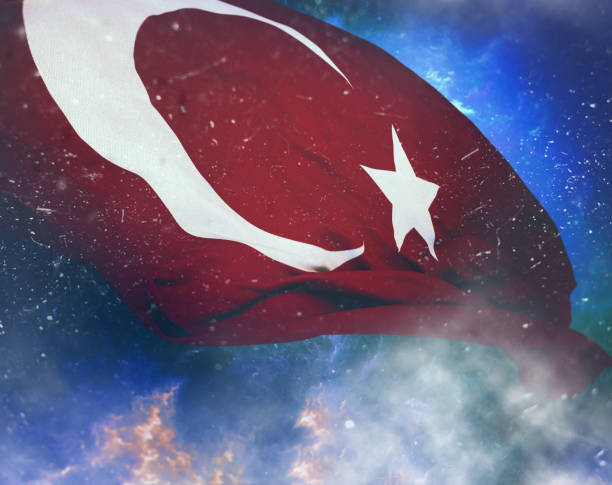 türkiye bayrağı, bayrak tasarım ve sunu çalışması - türk bayrağı stok fotoğraflar ve resimler