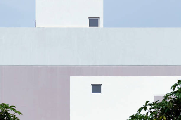 istock Abstract minimal style architecture background. Modern cool pastel color building facade detail. 995582282