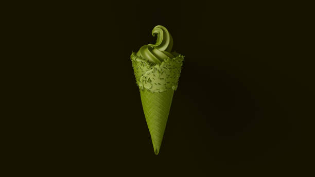 istock Olive green Ice Cream with Green Icing and Green Sprinkles and 995595982