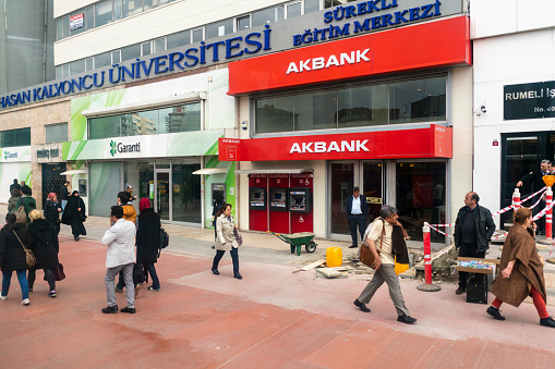 Istanbul,Turkey- March 24,2016: Akbank Şişli branch. It is one of the state banks of Turkey.
