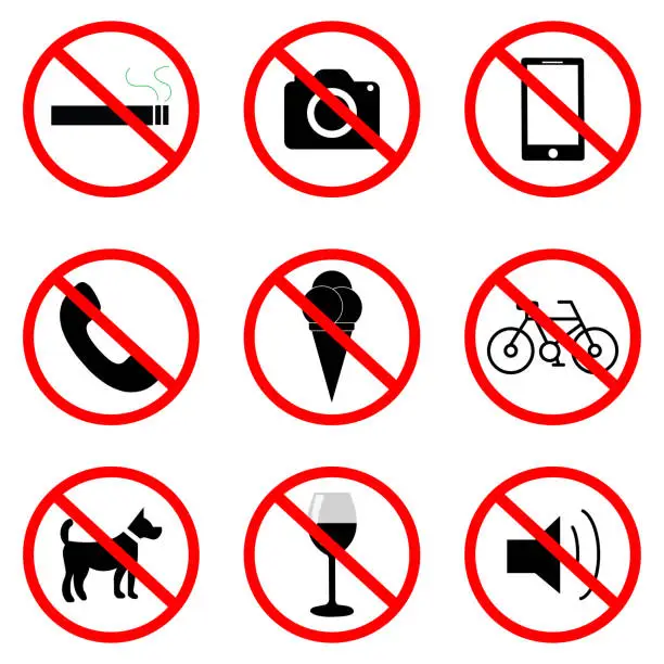 Vector illustration of Prohibition signs