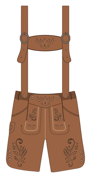 illustrations, cliparts, dessins animés et icônes de lederhosen traditionnels autrichiens et bavarois (pantalons de cuir). vector illustration dessinée à la main. - vêtement traditionnel