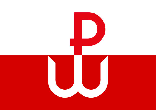 Kotwica, the symbol and emblem of Polish Underground State and Warsaw Uprising during World War II. Kotwica, the symbol and emblem of Polish Underground State and Warsaw Uprising during World War II. The Uprising started on August 1st, 1944. nazism stock illustrations