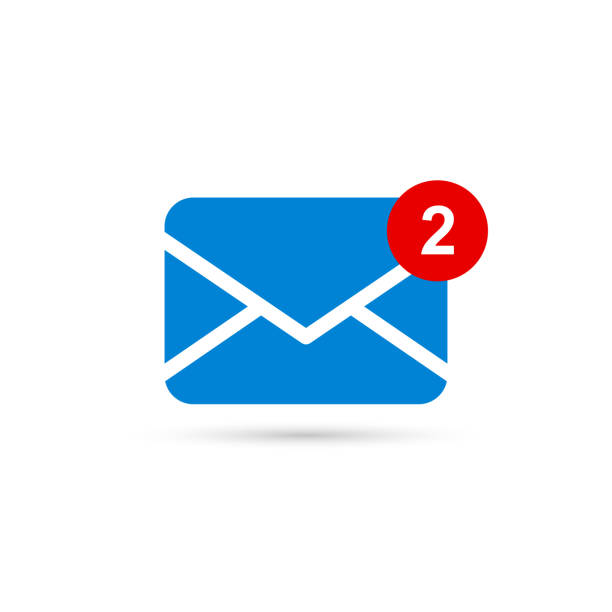 ilustrações de stock, clip art, desenhos animados e ícones de two new messages icon with notification. envelope with incoming message. vector. - e mail