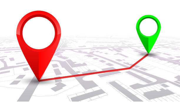 istock Red and green GPS navigator pointer on city map, from place to place – stock vector 995618068