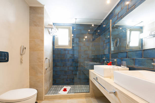 istock Interior of a hotel bathroom, marble stone 995618280