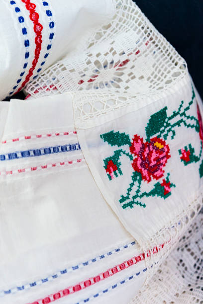istock Balkans folk embroidery fabric detail 995624984