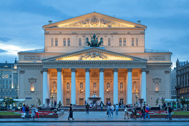 Moscow, Russia - July 07 2018: The Bolshoi Theatre (Russian: Большо́й теа́тр) is a historic theatre originally designed by architect Joseph Bové, which holds ballet and opera performances.