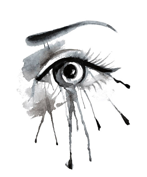 istock watercolor female eye on grunge background with splashes and streaks 995687246