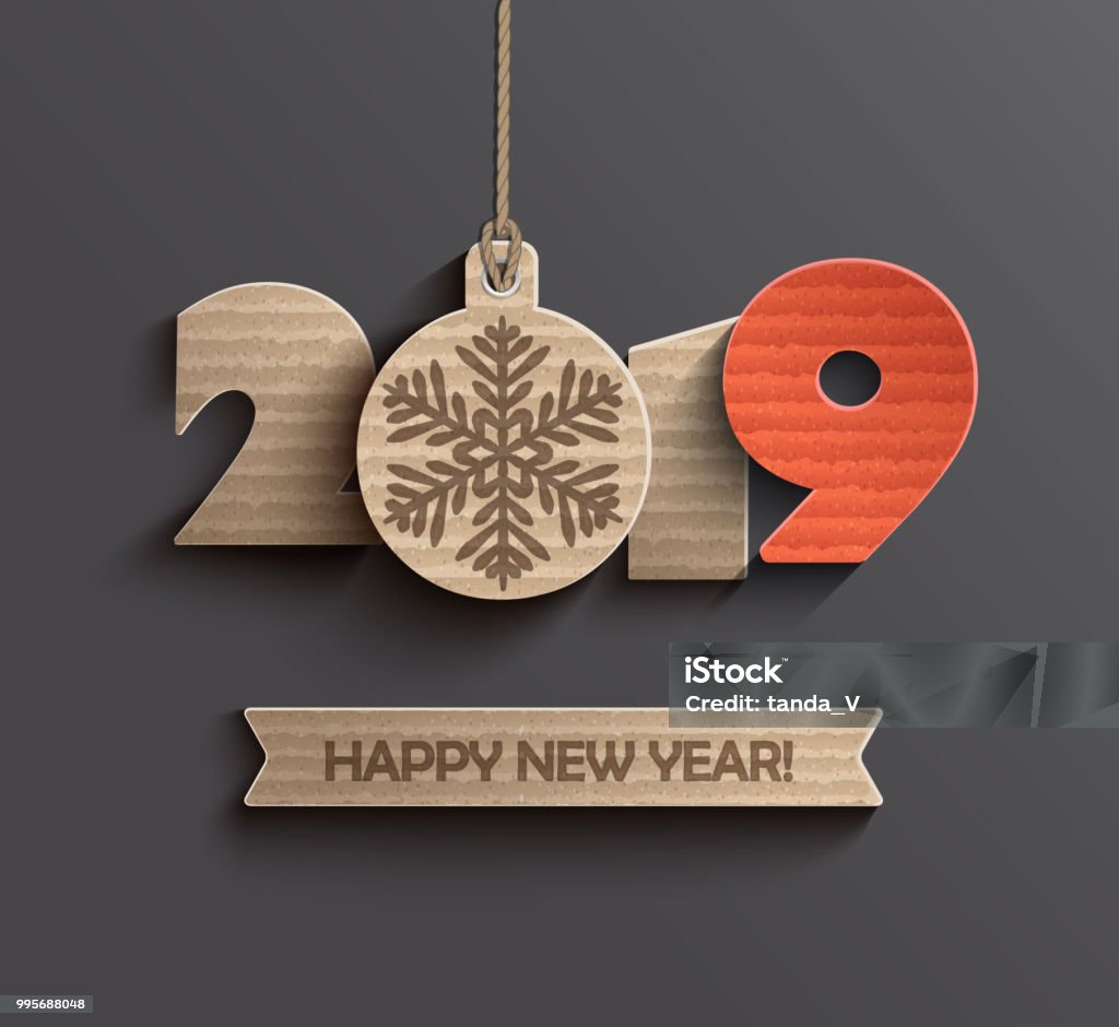 Modern Happy New Year 2019 paper design. Modern creative card for happy new year 2019 paper design. Perfect for presentations, flyers and banners, leaflets, postcards and posters. Vector illustration EPS10. 2019 stock vector