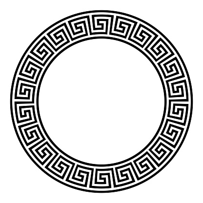 Circle Frame With Seamless Meander Pattern Stock Illustration ...