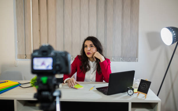 istock Young woman making a vlog 995692838