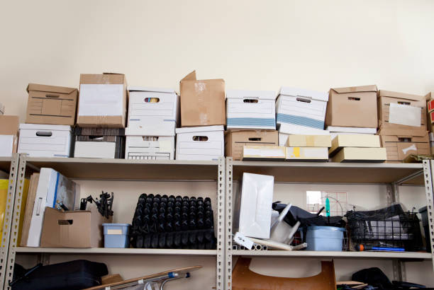 Bankers boxes in an office