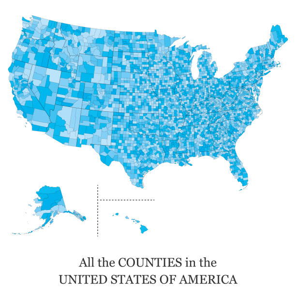 Map of all the counties in the USA Vector illustration of a map of all the counties in the United States of America map clipart stock illustrations
