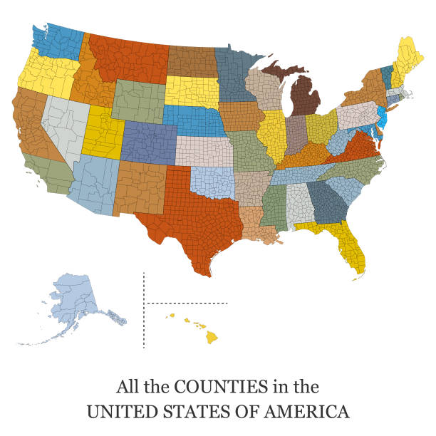 Map of all the counties in the USA Vector illustration of a map of all the counties in the United States of America map clipart stock illustrations